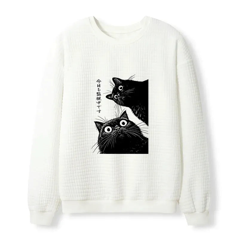 Cat Waffle Sweatshirt Gift Idea for Her