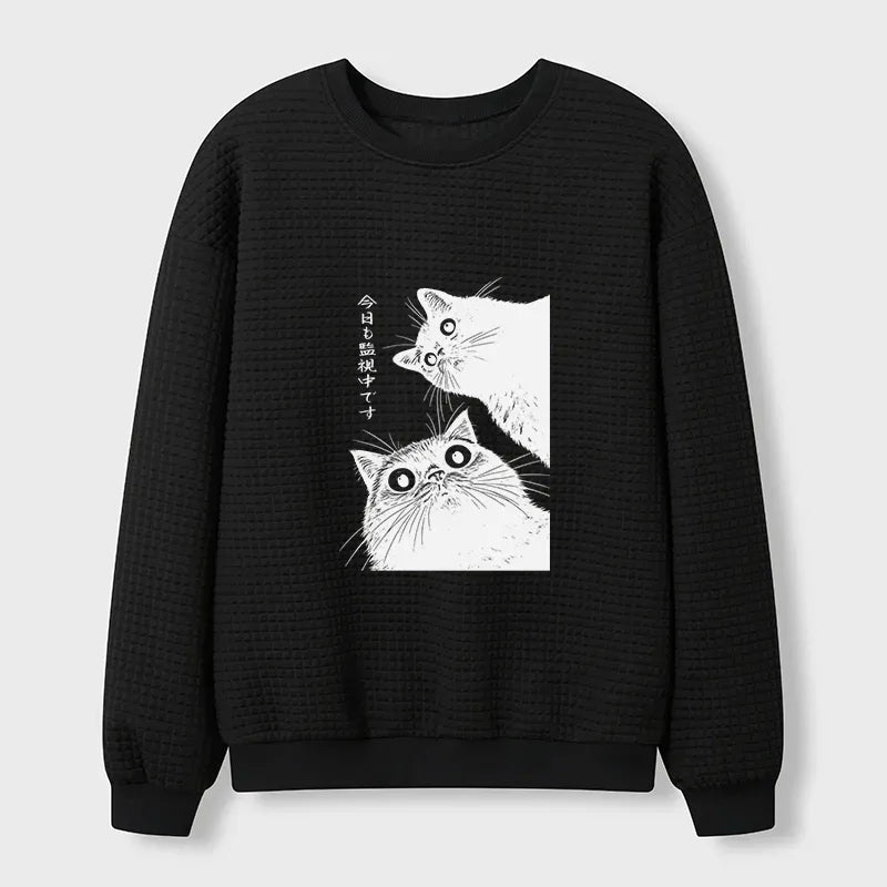 Cat Waffle Sweatshirt Gift Idea for Her