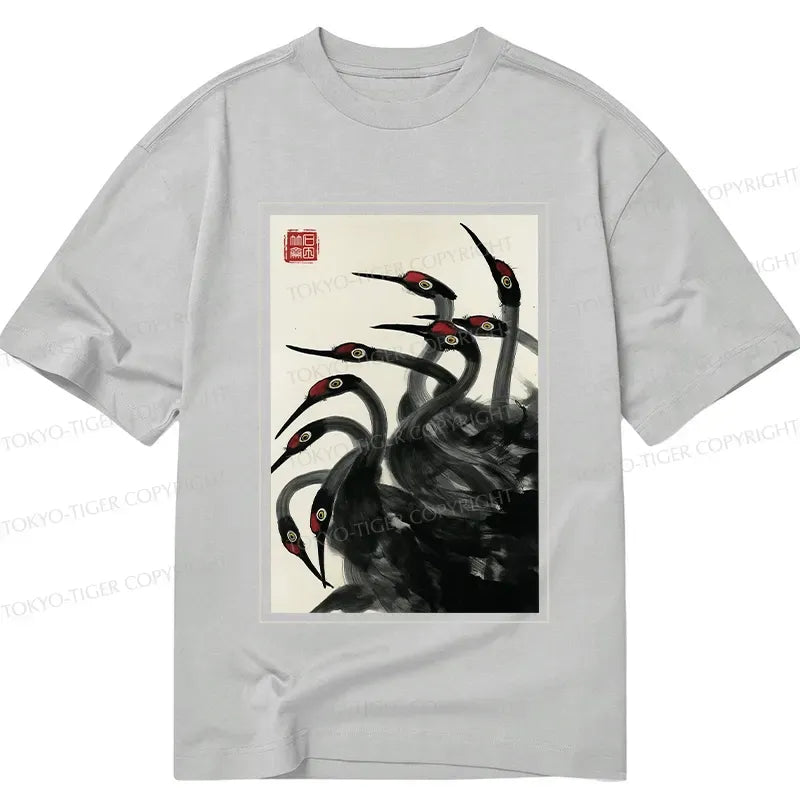 Kyoto-Lion Retro Red Crowned Crane Classic T-Shirt