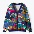 Kyoto-Lion Colorful Japanese Koinobori Ugly Cardigan Sweater