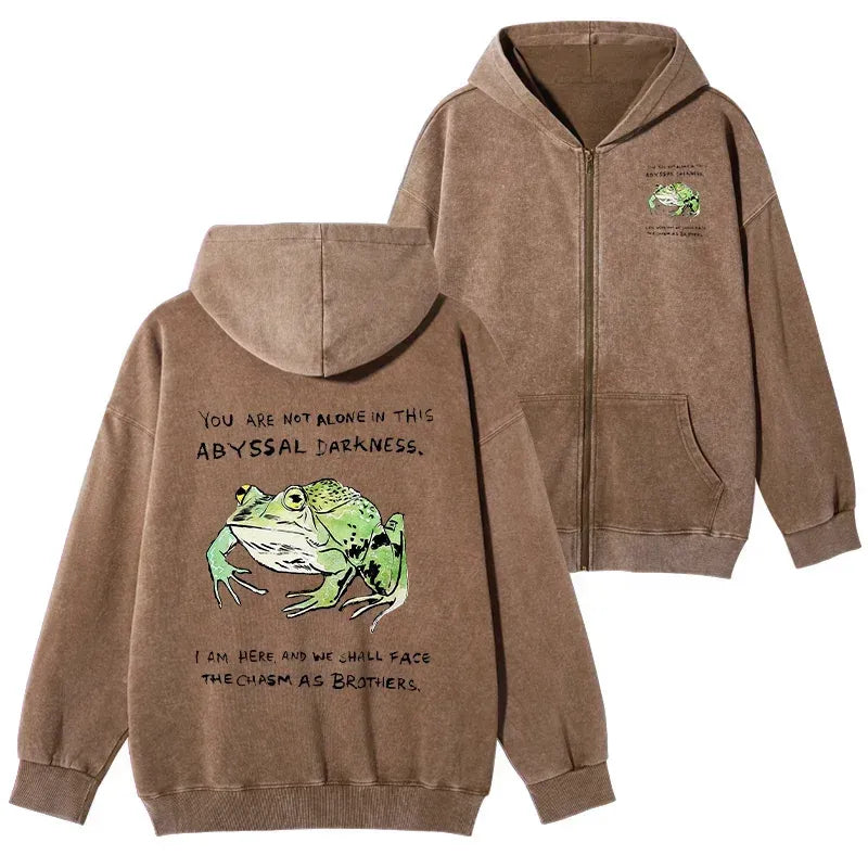 Kyoto-Lion Support Your Frog Friends Washed Zip Hoodie
