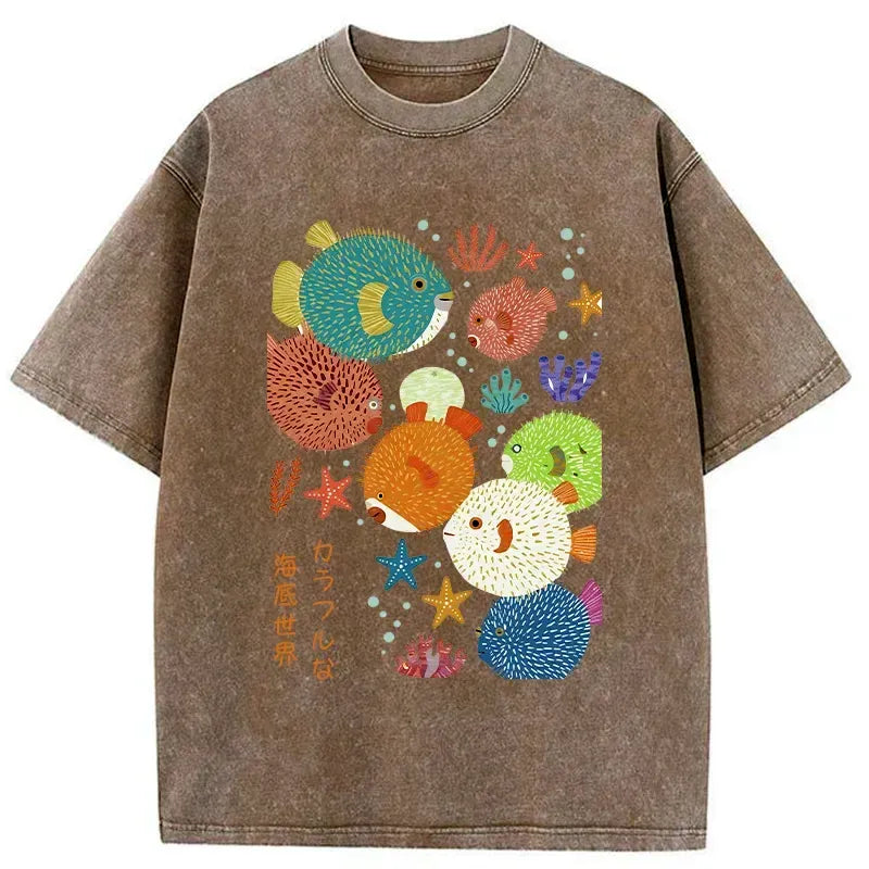 Japanese Fish Kanji Washed T-Shirt