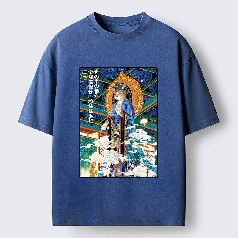 Japanese Vintage Cat Buddha T-Shirt