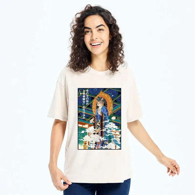 Japanese Vintage Cat Buddha T-Shirt