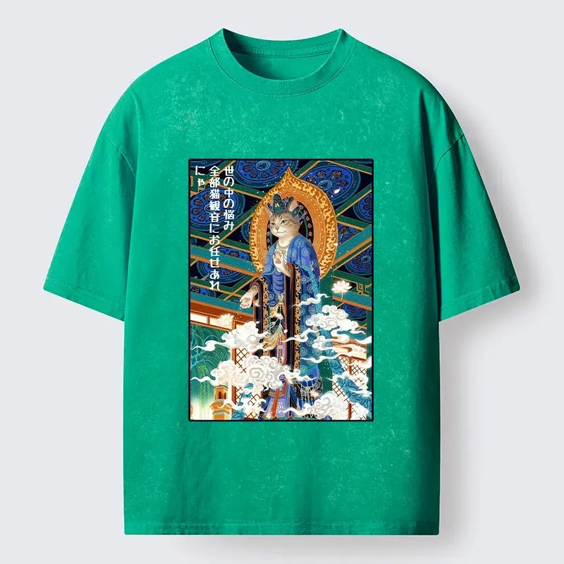 Japanese Vintage Cat Buddha T-Shirt