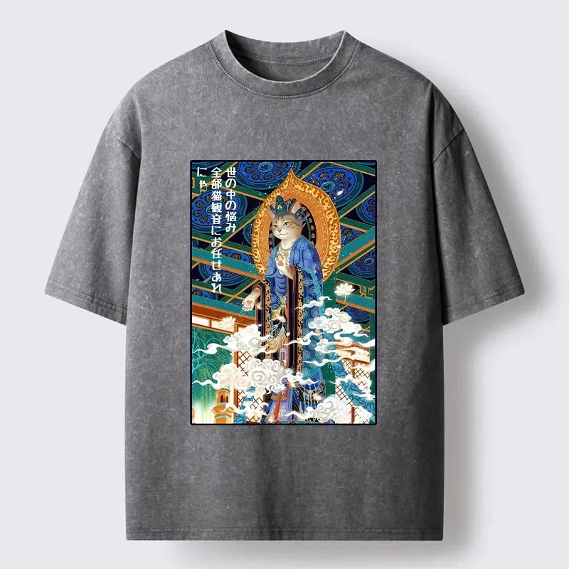 Japanese Vintage Cat Buddha T-Shirt