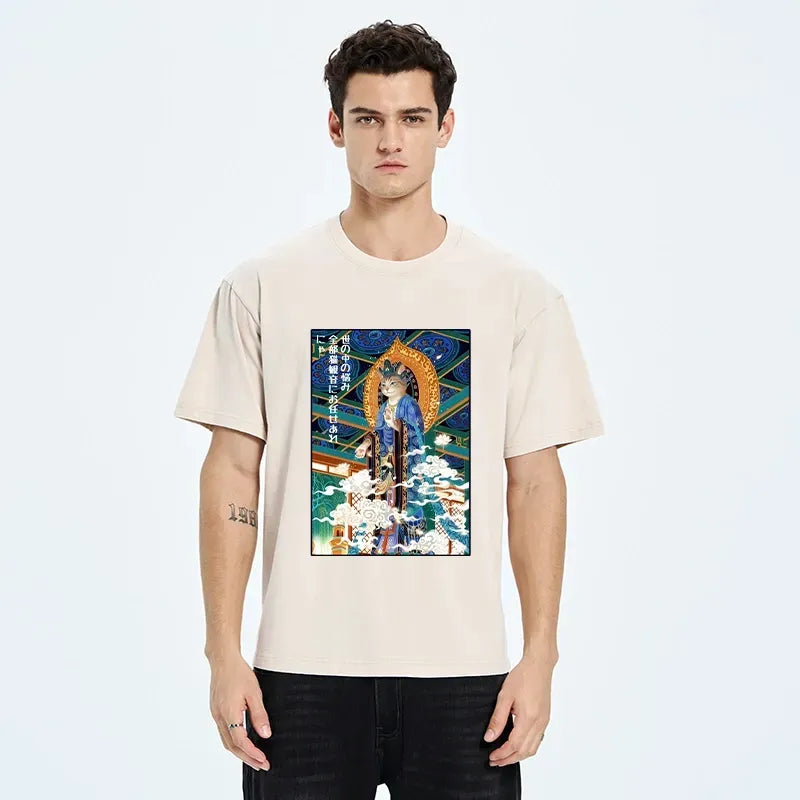 Japanese Vintage Cat Buddha T-Shirt