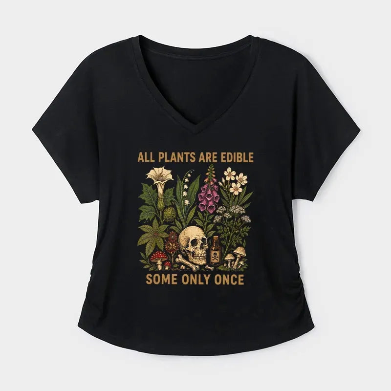 Kyoto-Lion Edible Plants Some Only Once Joke Modal Dolman Sleeve T-Shirt