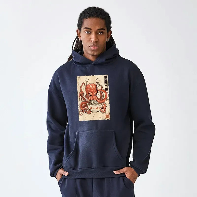 japanese vintage octopus fleece hoodie