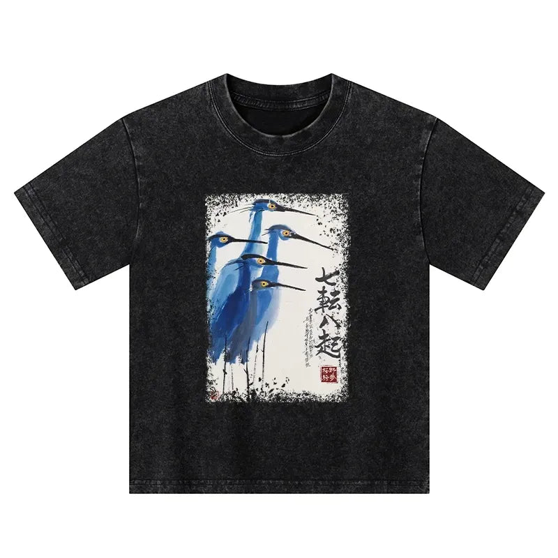 Japanese washed t-shirt for kids daily wear