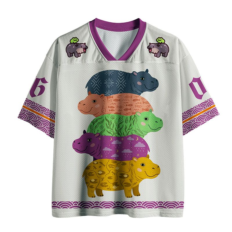 Kyoto-Lion Stack Of Moodengs Funny Mesh Jersey