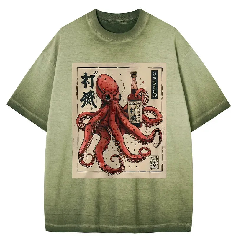 vintage ukiyo-e octopus t-shirt for summer