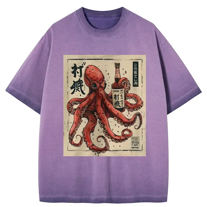 Kyoto-Lion Osaka Sak¨¦ Octopus Gradient Washed T-Shirt