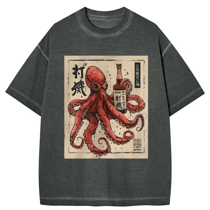 vintage ukiyo-e octopus t-shirt for summer