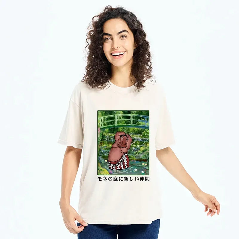 Kyoto-Lion A New Addition To Monet's Garden Washed T-Shirt