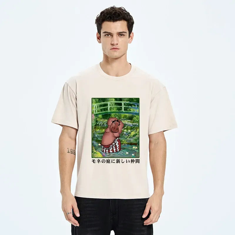 Kyoto-Lion A New Addition To Monet's Garden Washed T-Shirt