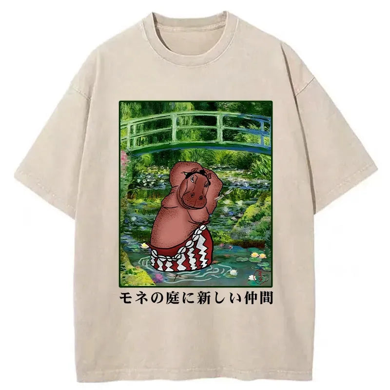 Kyoto-Lion A New Addition To Monet's Garden Washed T-Shirt