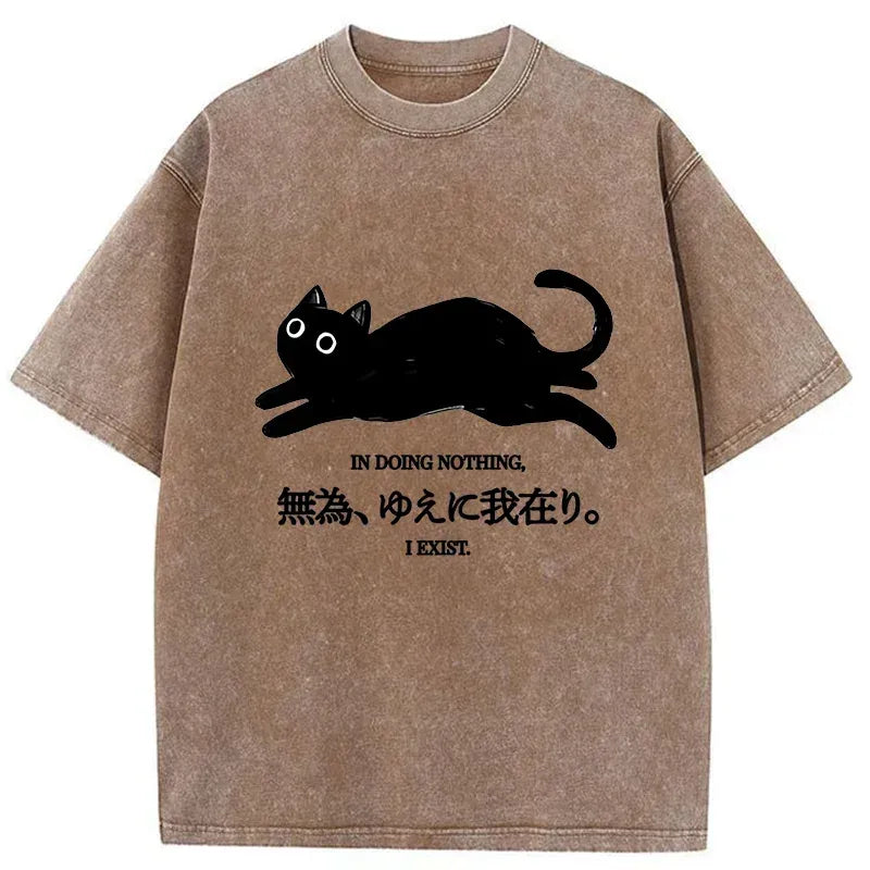 Kyoto-Lion Non-action Is Everywhere Washed T-Shirt