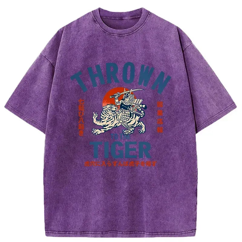 Kyoto-Lion Japanese Traditional Proverb Washed T-Shirt