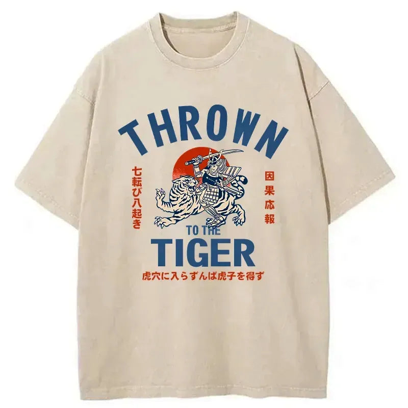 Kyoto-Lion Japanese Traditional Proverb Washed T-Shirt