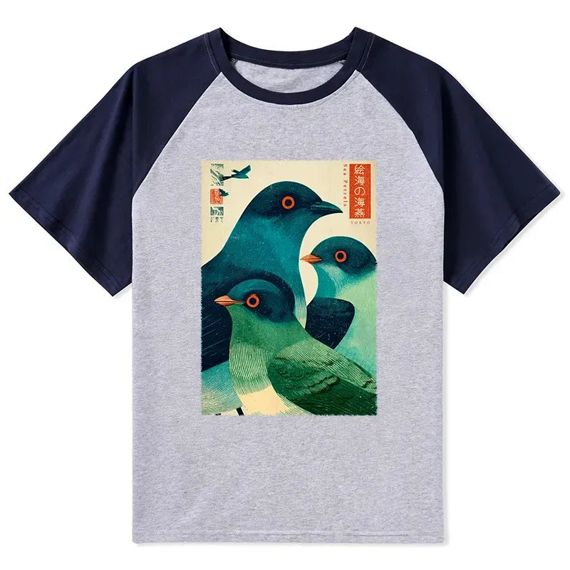Japanese Woodblock Raglan T-shirt for men