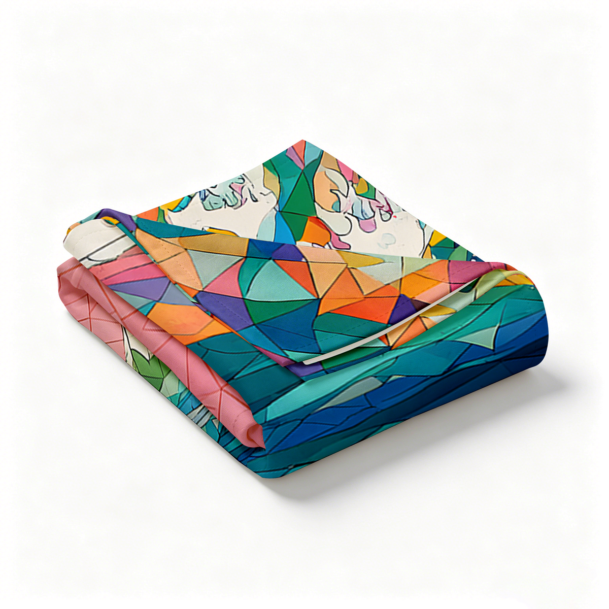 Kyoto-Lion Colorful Prismatic Wave Tapestry