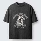 Washed unisex raccoon print tee