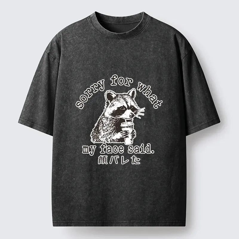 Washed unisex raccoon print tee