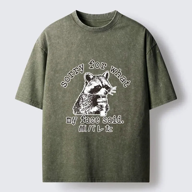 Kyoto-Lion Raccoon My Face Said Meme Washed T-Shirt