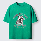 Washed unisex raccoon print tee