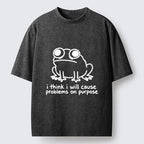 Kyoto-Lion Funny Frog Quote Washed T-Shirt