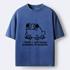 Kyoto-Lion Funny Frog Quote Washed T-Shirt