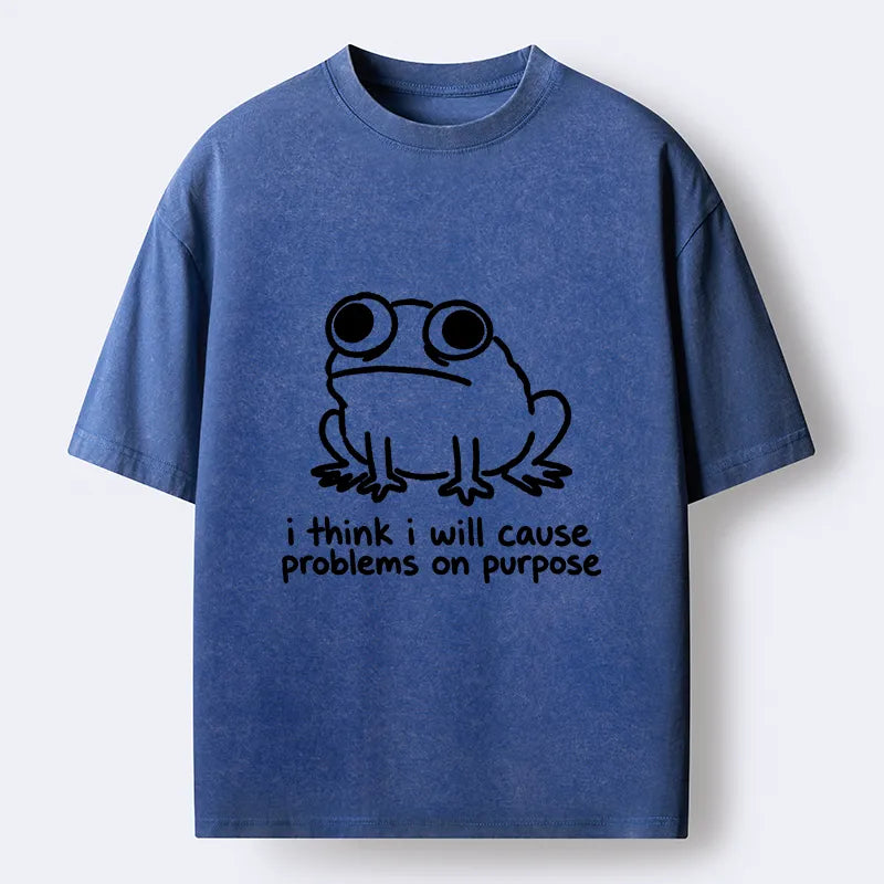 Kyoto-Lion Funny Frog Quote Washed T-Shirt