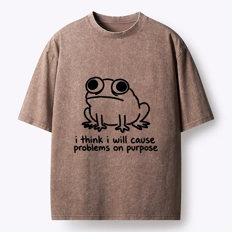 Kyoto-Lion Funny Frog Quote Washed T-Shirt