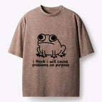 Kyoto-Lion Funny Frog Quote Washed T-Shirt