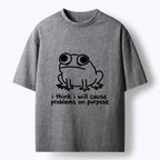 Kyoto-Lion Funny Frog Quote Washed T-Shirt
