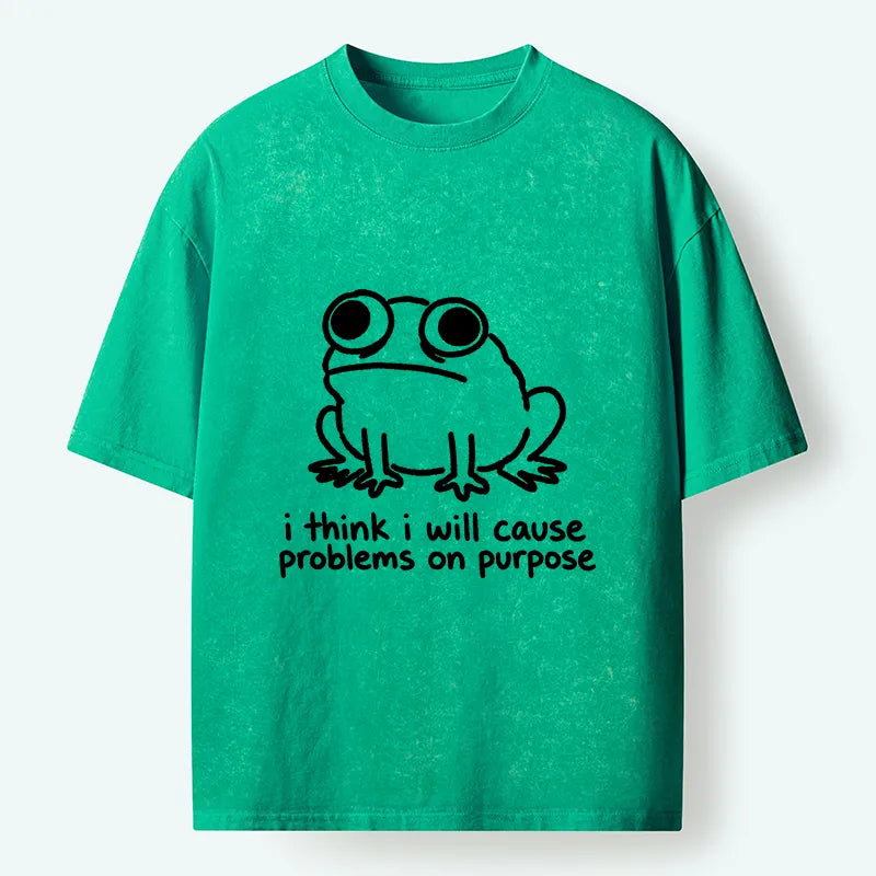 Kyoto-Lion Funny Frog Quote Washed T-Shirt
