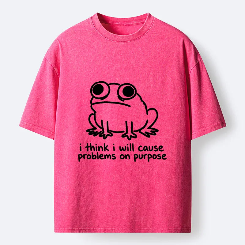 Kyoto-Lion Funny Frog Quote Washed T-Shirt