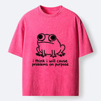 Kyoto-Lion Funny Frog Quote Washed T-Shirt