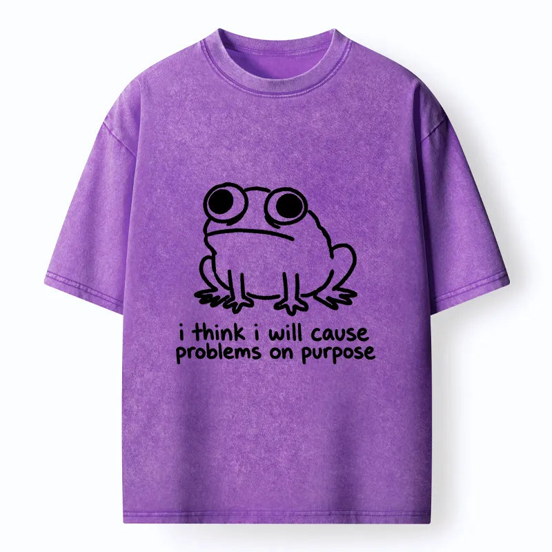 Kyoto-Lion Funny Frog Quote Washed T-Shirt