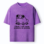 Kyoto-Lion Funny Frog Quote Washed T-Shirt