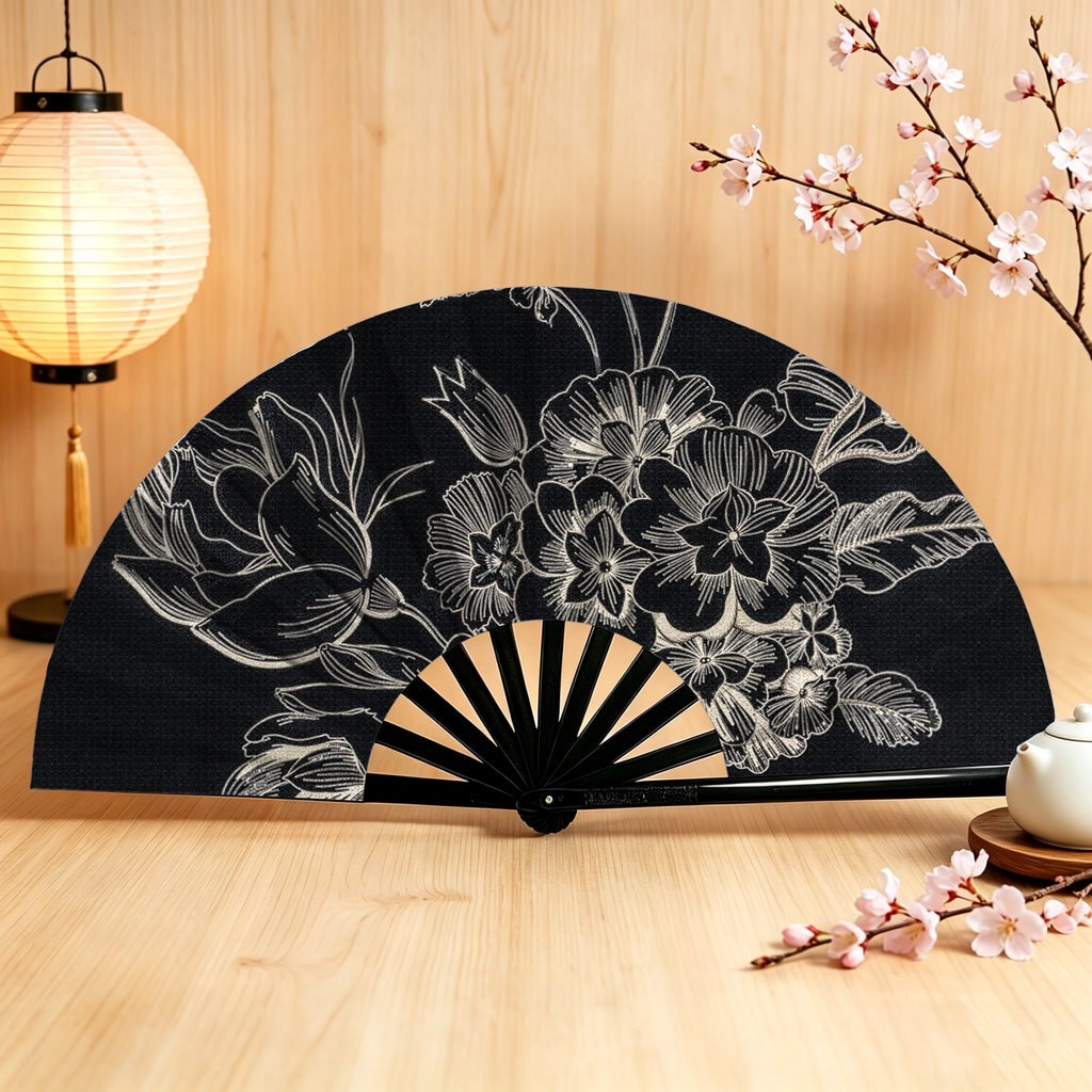 vintage Kyoto lion hand fan design