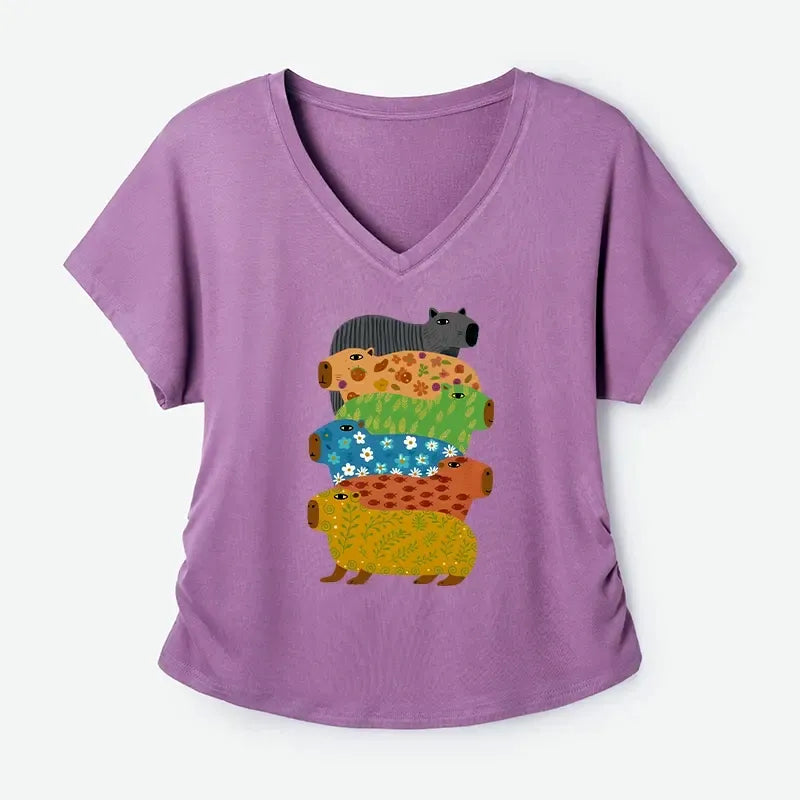 Japanese Vintage Capybara Dolman Sleeve Top