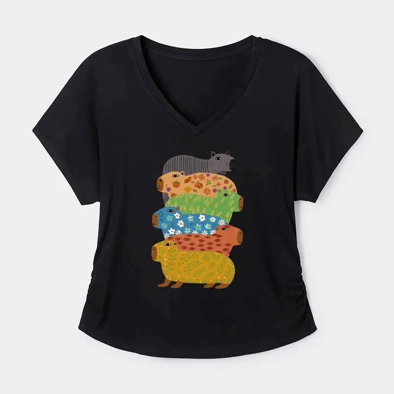 Colorful Capybara T-Shirt for Women