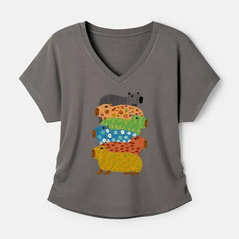 Japanese Vintage Capybara Dolman Sleeve Top