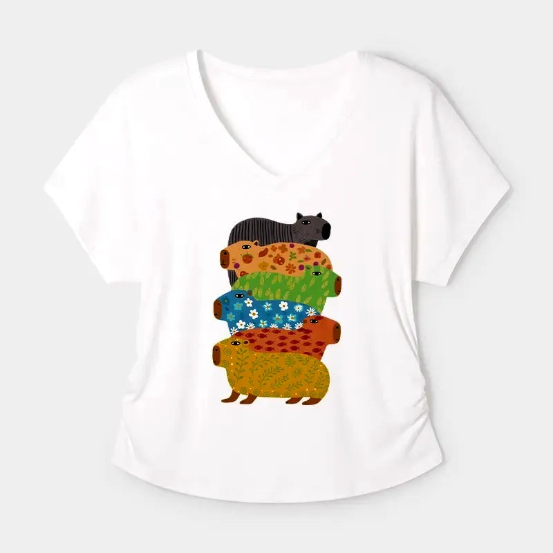 Japanese Vintage Capybara Dolman Sleeve Top