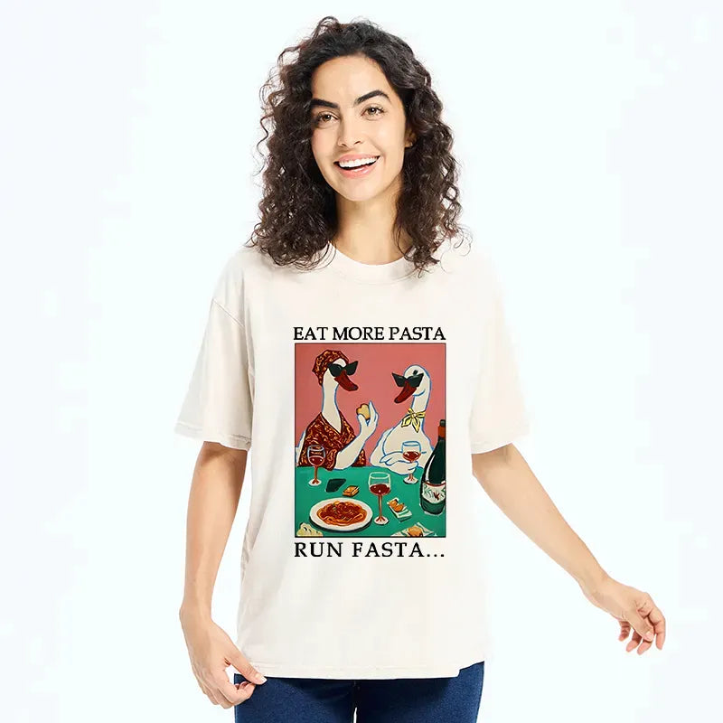 Kyoto-Lion Eat More Pizza Washed T-Shirt
