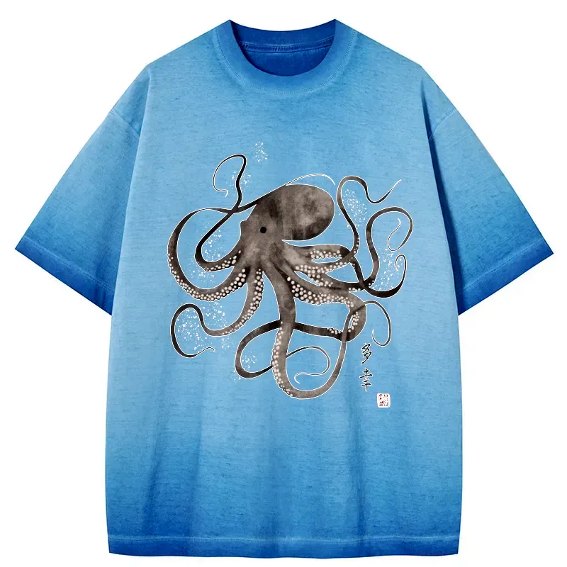 ukiyo-e octopus streetwear t-shirt for men