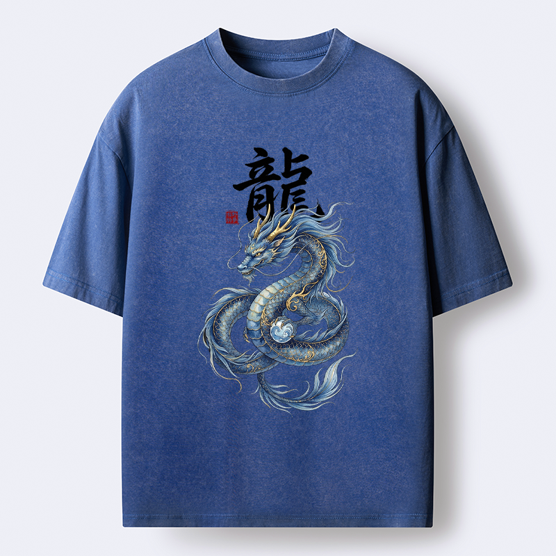 Blue Dragon Ukiyo-e Tee for Streetwear