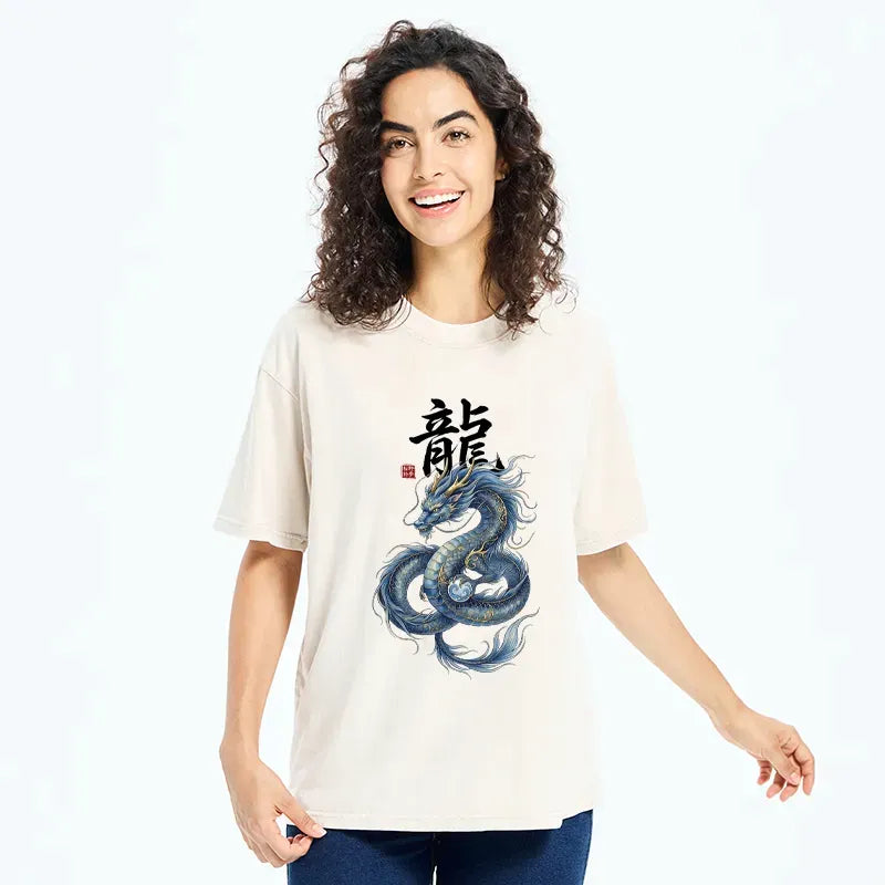 Blue Dragon Ukiyo-e Tee for Streetwear